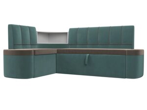 Кухонный угловой диван Тефида левый угол | Коричневый | Бирюзовый