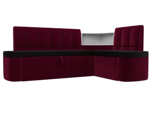Кухонный угловой диван Тефида правый угол | Черный | Бордовый