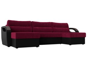 П-образный диван Форсайт | Бордовый | Черный