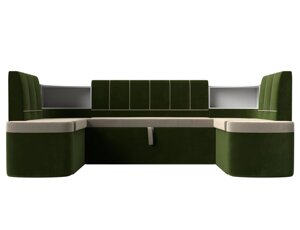 П-образный диван Тефида | бежевый | зеленый