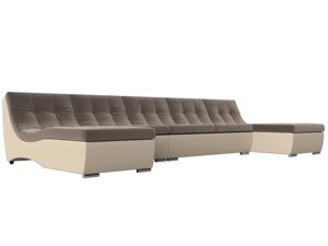 П-образный модульный диван Монреаль Long | Коричневый | Бежевый