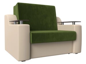 Прямой диван аккордеон Сенатор 100 | Зеленый | Бежевый