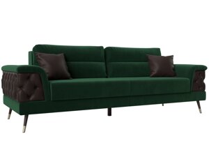 Прямой диван Лига-023 | Зеленый | Коричневый