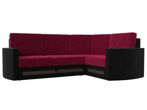 Угловой диван Белла правый угол | Бордовый | Черный