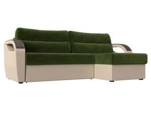 Угловой диван Форсайт правый угол | Зеленый | Бежевый