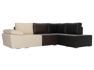 Угловой диван Хавьер | бежевый | коричневый | черный