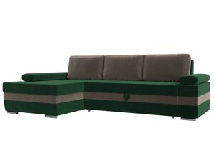 Угловой диван Канкун левый угол | Зеленый | Коричневый