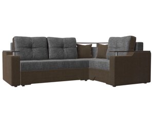 Угловой диван Комфорт | Серый | коричневый