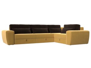 Угловой диван Лига-008 Long правый | Желтый | коричневый