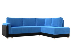 Угловой диван Лига-024 правый угол | Голубой | Черный