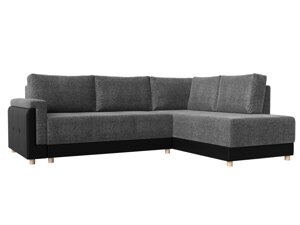 Угловой диван Лига-024 правый угол | Серый | Черный