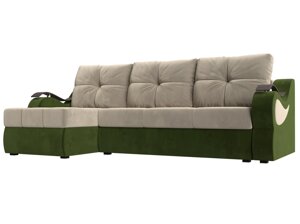 Угловой диван Меркурий левый угол | бежевый | зеленый
