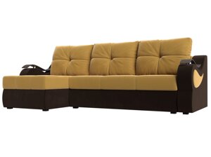 Угловой диван Меркурий левый угол | Желтый | коричневый
