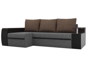 Угловой диван Ричмонд левый угол | Серый | Черный | Коричневый