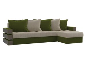 Угловой диван Венеция | бежевый | зеленый