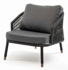 "Верона" кресло плетеное из роупа, каркас алюминий темно-серый (RAL7024) шагрень, роуп темно-серый к