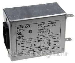 Сетевой фильтр  B84114-d-B60, 2x6 A, 250 В подавления ЭМП - характеристики