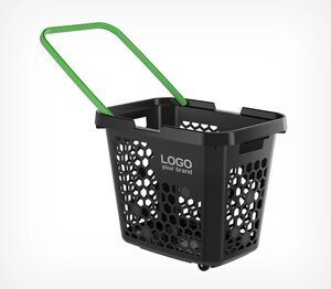 Корзина-тележка пластиковая TECHNO XL, 80 литров, цвет черный Зеленый