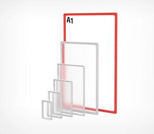 Пластиковая рамка с закругленными углами формата А1 PF-A1, цвет серый