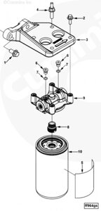 Болт крепления основания топливного фильтра для двигателя Cummins ISLe 8.9L