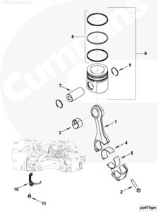 Вкладыш шатунный верхний ремонтный (0,25 mm) для двигателя Cummins 4ISBе 4.5L