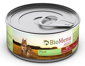 BioMenu ADULT Консервы для кошек мясной паштет с Языком 95%МЯСО