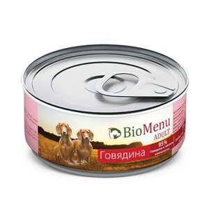 BioMenu ADULT Консервы для собак Говядина 95%МЯСО, 100 гр.