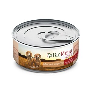 BioMenu ADULT Консервы для собак Мясное ассорти 95%МЯСО, 100 гр.