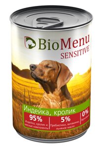 BioMenu SENSITIVE Консервы для собак Индейка/Кролик 95%МЯСО, 410 гр.