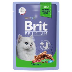 Brit Premium Пауч для взрослых кошек цыпленок в желе 85 гр.