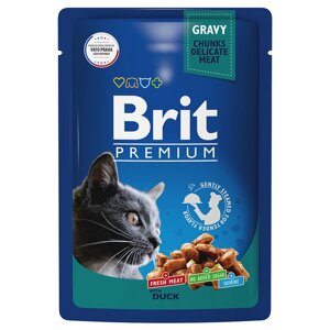 Brit Premium Пауч для взрослых кошек утка в соусе 85 гр.