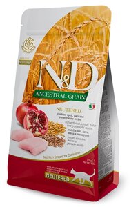 Farmina N&D Ancestral Grain Cat Chicken & Pomegranate Neutered Adult. 10 кг.