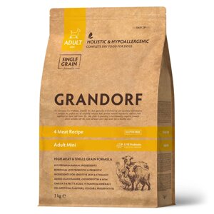 GRANDORF DOG 4 Meat PROBIOTIC MINI (4 мяса с пробиотиками для собак мини пород). 3 кг