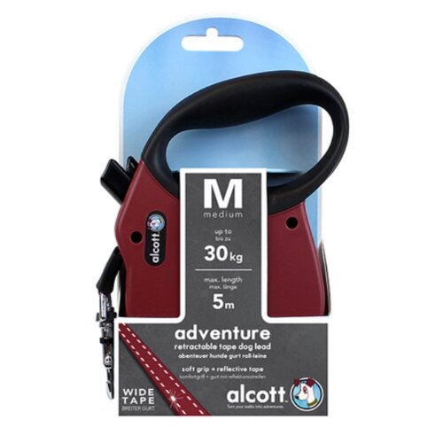 Поводок-рулетка alcott adventure. лента. размер M. бордовая.
