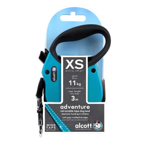 Поводок-рулетка alcott adventure. лента. размер XS. голубая.