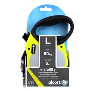 Поводок-рулетка ALCOTT VISIBILITY. Лента. Размер L. Черно-желтая.