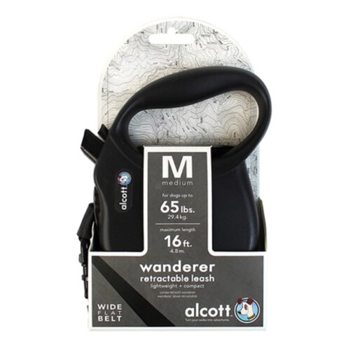 Поводок-рулетка alcott wanderer. лента. размер M. черный.
