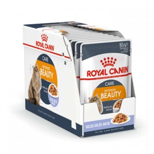 Royal Canin Intense Beauty паучи для взрослых кошек для здоровая кожа и шерсть кусочки в желе, 85 г х 24 шт.