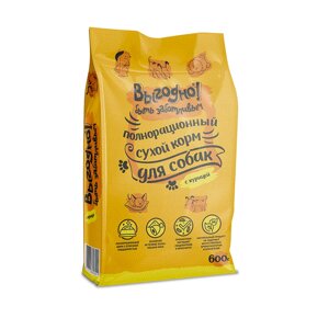Сухой полнорационный корм для собак мелких и средних пород «КУРИЦА» 0,6 кг