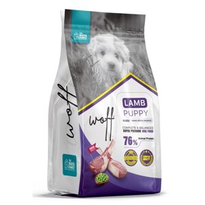 Woff Puppy сухой корм для щенков всех пород, кормящих и беременных собак с ягненком. 2,5 кг.