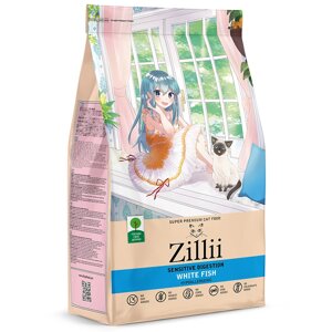 ZILLII SENSITIVE DIGESTION white fish для взрослых кошек с чувствительным пищеварением c белой рыбой. 10 кг.