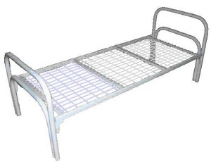 Кровать металлическая одноярусная усиленная сетка сварная 100х100мм (2 перемычки + двойная ножка) "КС-1У"