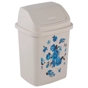 Контейнер для мусора «Комфорт» с рисунком "Синие розы" 5л 19 х 15 х 21 см 1/27