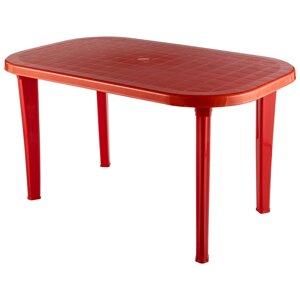 Стол пластиковый овальный красный 138 х 80 х 74 см 1/1
