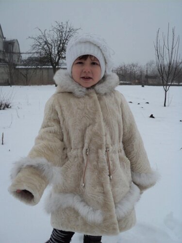Детская шубка "Снежинка" сливки из мутона МЦ-026 "Зимняя принцесса" 30