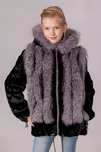 Куртка из мутона с чернобуркой МЦ-020 " Зимняя принцесса"