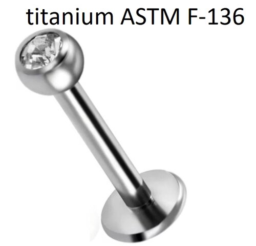 Лабреты 1,2*6*3 мм из титанового сплава ASTM F-136 со стразами