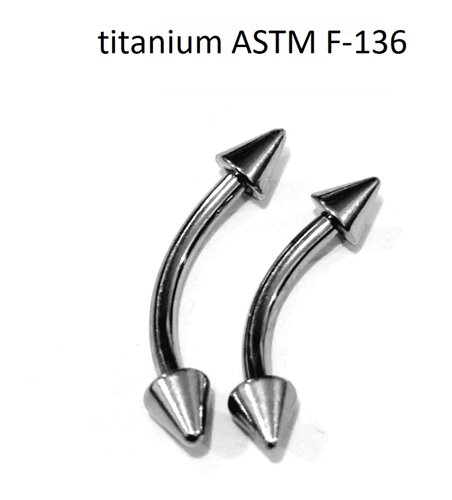Микробананы 1,2*8*3/3 мм из титанового сплава ASTM F-136 с пиками