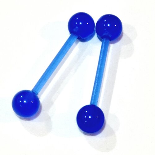 Штанги для пирсинга 1,6*16*6/6 мм из пластика (bioflex) голубые