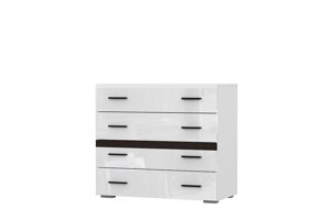 Комод 4 ящика SV-мебель Модульная система Соло Белый/Белый глянец/Венге